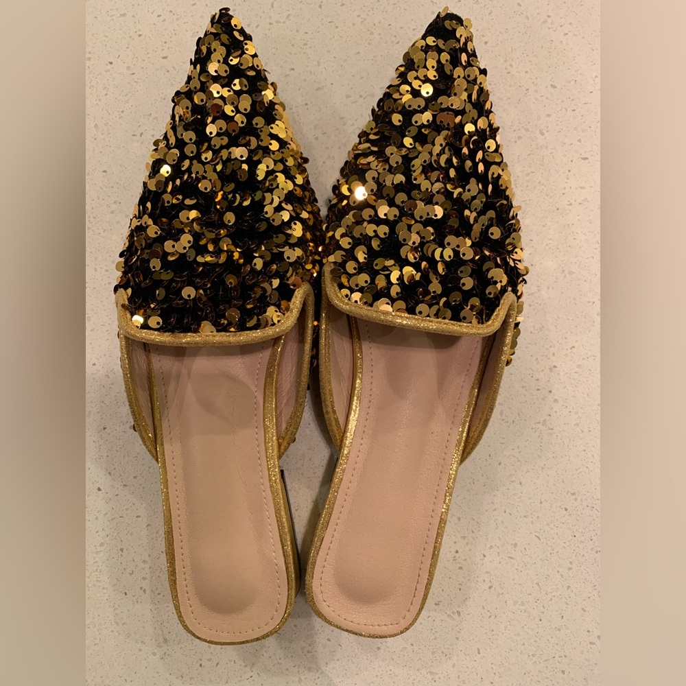 Gold sequin Mules